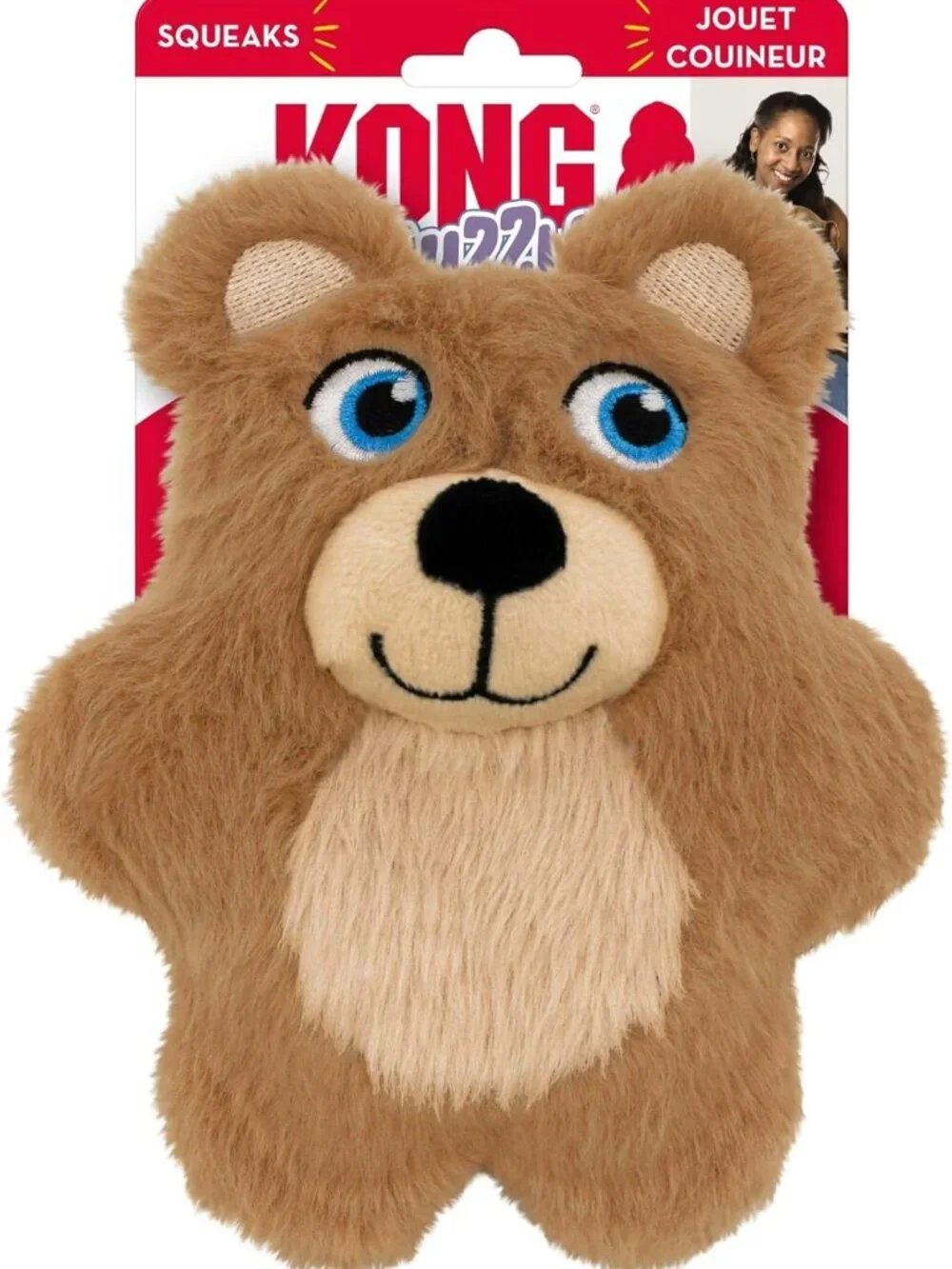 KONG Snuzzles Teddy Bear Dog Toy Small Plush Squeaker Crinkle Soft Toy